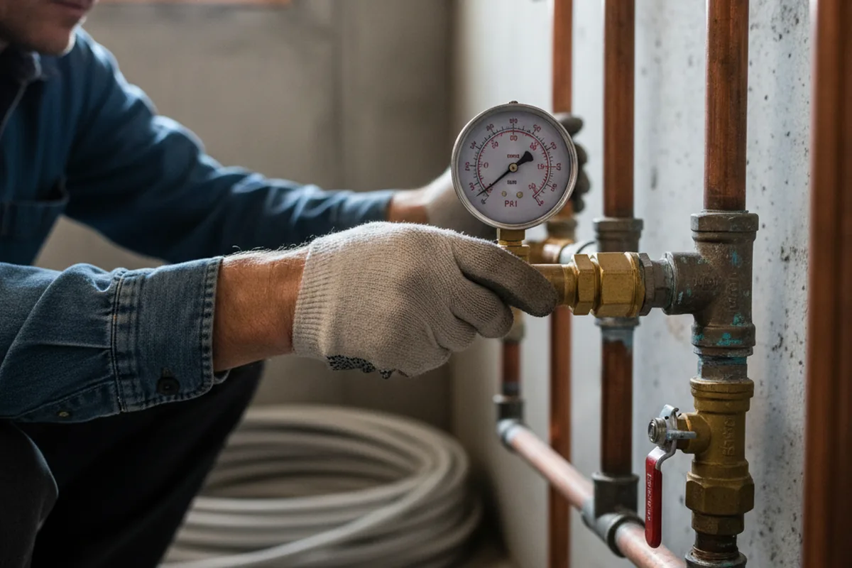 Pressure testing a repaired line during Water Line Repair in Whiteland